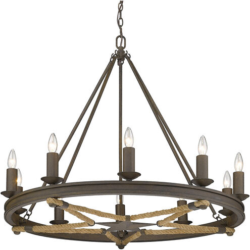 Stokes 10 Light 36 inch Dark Rust Chandelier Ceiling Light